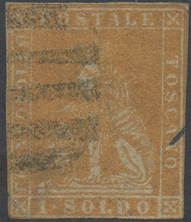 1857, 1s. N.11 Ocra, usato. Difettoso (qualità C ) (Cat.11.000)