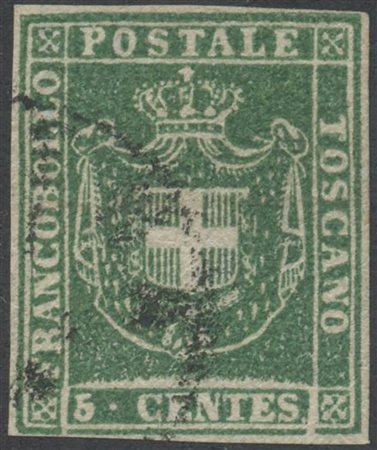 1860, 5c. N.18 verde, usato. (A+) (Oliva) (Cat.400)