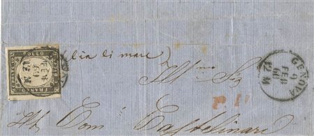 09.02.1860, Grande frammento di lettera affrancata con un 10c.(probabile...