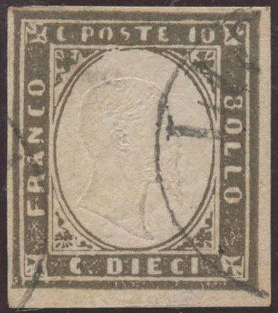 1861, 10c N.14Ca Grigio Olivastro Scuro, usato. (A) (Cat.200)