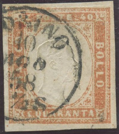 1858, 40c. N.16Ab Vermiglio Arancio Chiaro (tonalità chiarissima), usato....