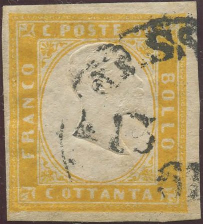 1861, 80c. N.17C Giallo Arancio, usato. (A+) (Cat.700)