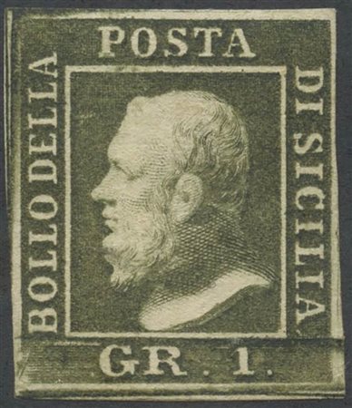 1859, 1gr. N.5d Verde Oliva (III tav) nuovo con gomma, linguellato. (A+)...