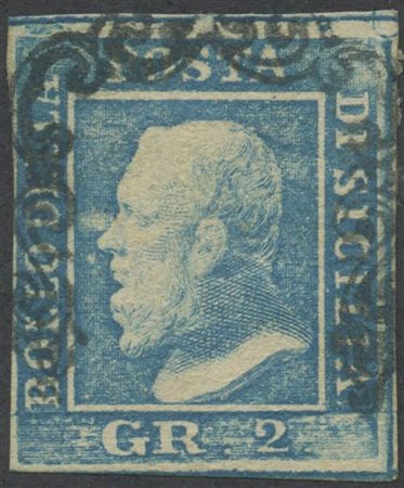 1859, 2gr. N.6g Azzurro Chiaro (I tav), usato. (A) (Sorani) (Cat.220)