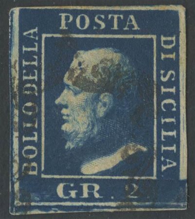 1859, 2gr. N.8a Azzurro Scurissimo. (A+) (600)