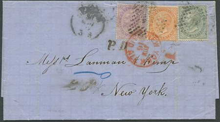 30.05.1872, Lettera da Genova a New York affrancata per 75c.tramite un 60c....
