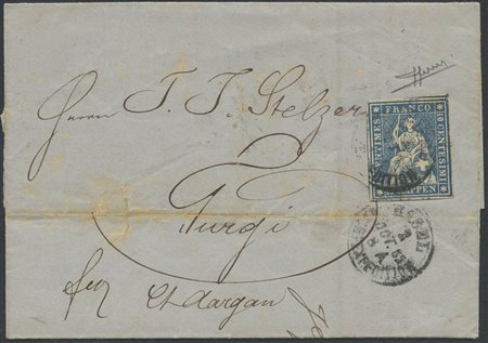 Lettera da Basilea a Burgg affrancata con 10Rp. Blu N.13