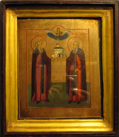 ANONIMO Icona dei santi Zosima e Sab(b)a. Tempera all’uovo su tavola lignea....