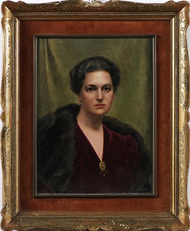 GALANTI PIERO (1885 - 1973) Ritratto femminile. Olio su cartone pressato. Cm...