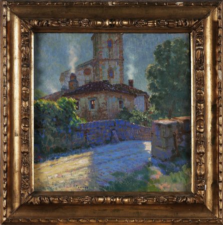 LUCANO PIETRO (1878 - 1972) Mattino. Olio su tela. Cm 54,50 x 55,00. Firma in...