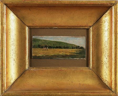 FONTANA ROBERTO (1844 - 1907) Paesaggio lombardo. Olio su tavoletta . Cm 6,00...