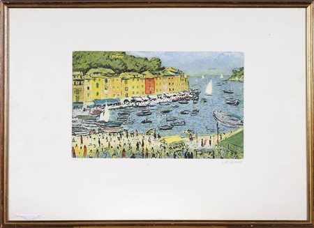 CASCELLA MICHELE (1892 - 1989) Portofino. Acquaforte. Cm 78,00 x 56,00....