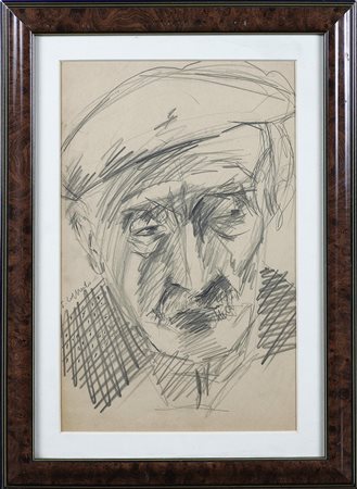 LOFFREDO SILVIO (n. 1921) Ritratto. Matita su carta. Cm 24,50 x 38,50. Firma...