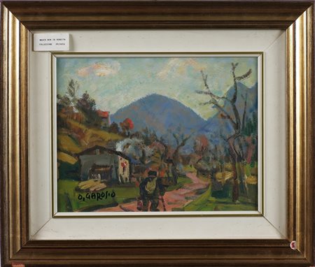 GAROSIO OTTORINO (1904 - 1980) Viandante. Olio su cartone. Cm 35,00 x 25,00....