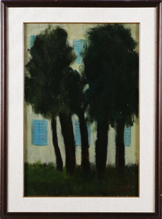 POZZI WALTER (1911 - 1989) Paesaggio. Olio su tela. Cm 39,50 x 60,00. Firma...