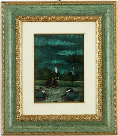 CAFFE' NINO (1909 - 1975) Senza titolo. Olio su tavola. Cm 18,00 x 24,00. Al...