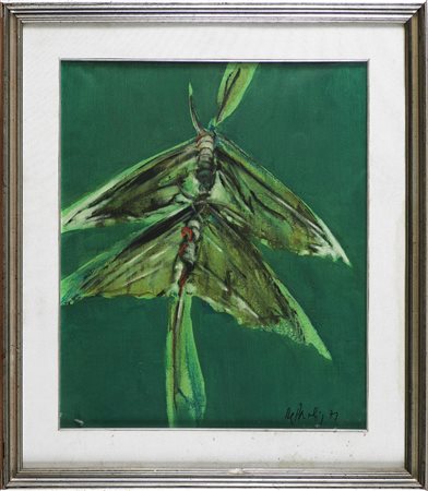 DE PAOLIS PIETRO (n. 1932) Due Farfalle. 1971. Olio su tela . Cm 50,00 x...