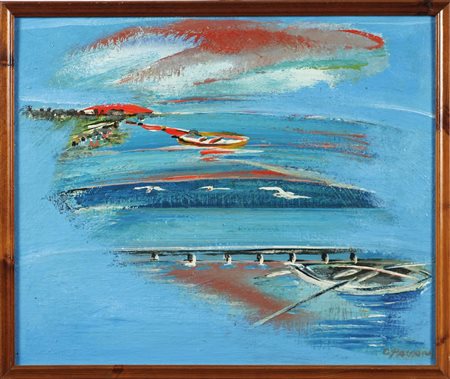 PAVAN GIORDANO (n. 1926) Paesaggio marino. 2005. Olio su tavola. Cm 50,00 x...