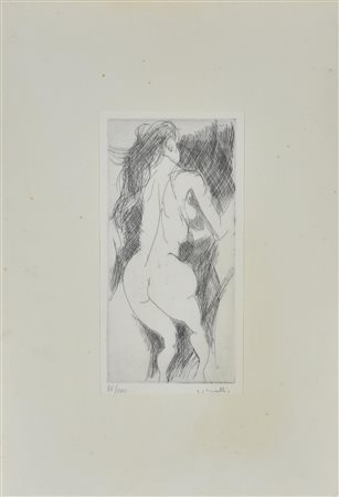 Carlo Morelli STUDIO DI NUDO incisione su carta, cm 50x35 (lastra cm 25x12);...