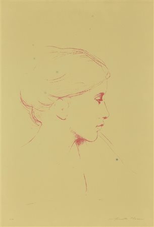 Fiorello Moroni VOLTO DI DONNA serigrafia su carta, cm 70x50; es. prova...