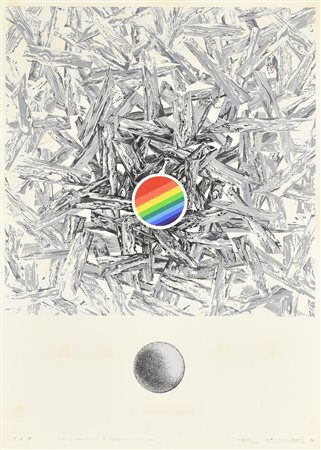 Katsuko Kimura SFERA ARCOBALENO serigrafia su carta, cm 70x50; es. prova...