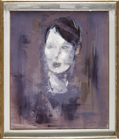 AJMONE GIUSEPPE (1923 - 2005) Studio per un ritratto. 1958. Olio su tela . Cm...