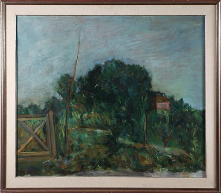 TRECCANI ERNESTO (1920 - 2009) Paesaggio. Olio su tela . Cm 102,00 x 85,00....