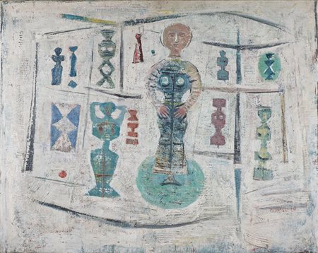 CAMPIGLI MASSIMO (1895 - 1971) Composizione - figure. 1961. Olio su tela . Cm...