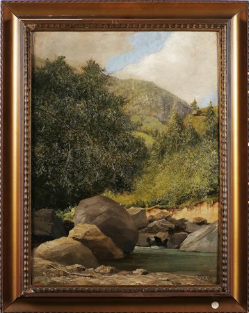 LEIDI PIETRO (1892 - 1930) Paesaggio di montagna. Olio su cartone. Cm 68,00 x...