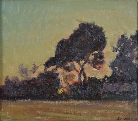 Giulio Cesare Vinzio (1881-1940) Pineta al tramonto