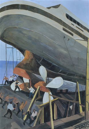 (Guglielmo Sansoni) Tato (1896-1974) Il varo della nave