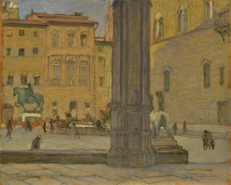 Galileo Chini (1873-1956) Piazza della Signoria 1931