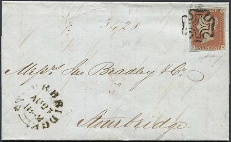 1841, Gret Britain, one Penny Red blued paper,, 