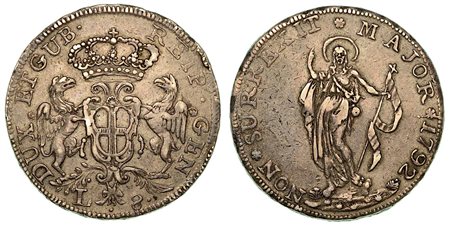 GENOVA. Dogi biennali, 1528-1797., Da 8 lire 1792.