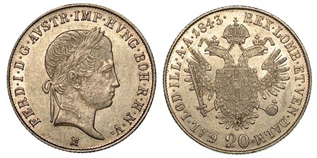 MILANO. Ferdinando I, 1835-1848., 20 Kreuzer 1843.