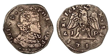 MESSINA. Filippo III, 1598-1621., Da 4 tarí 1618.