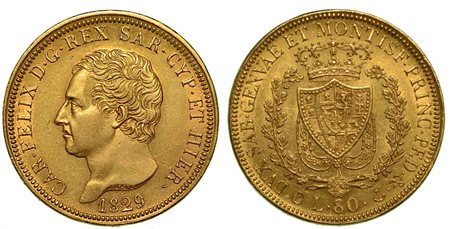 REGNO DI SARDEGNA. Carlo Felice di Savoia, 1821-1831., 80 Lire 1829, zecca di Genova.