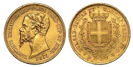 REGNO DI SARDEGNA. Vittorio Emanuele II di Savoia, 1849-1861., 20 Lire 1854, zecca di Genova.