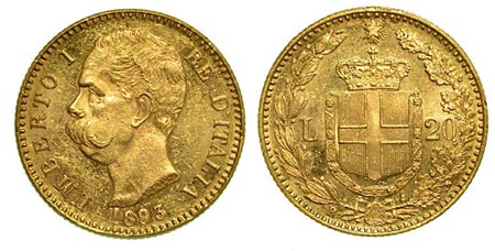 REGNO D'ITALIA. Umberto I di Savoia, 1878-1900., 20 Lire 1893 (con 1 ribattuto).