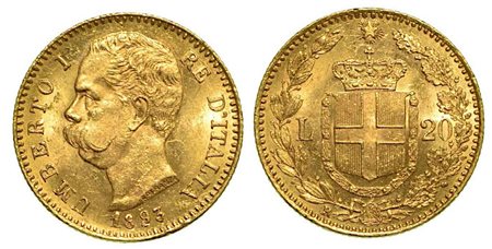 REGNO D'ITALIA. Umberto I di Savoia, 1878-1900., 20 Lire 1893 (con 1 ribattuto).