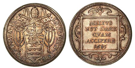 STATO PONTIFICIO. Innocenzo XI, 1676-1689., Testone 1689/a.IX.