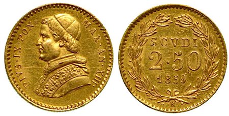 STATO PONTIFICIO. Pio IX, 1846-1870., 2.50 Scudi 1859/a.XIII.