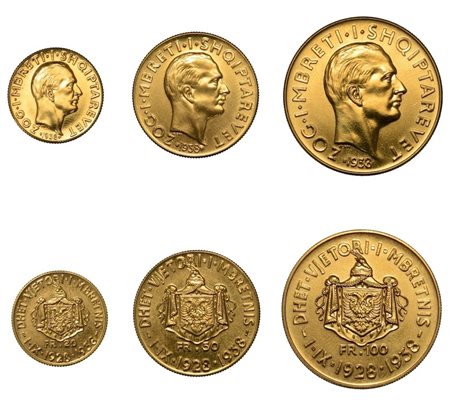 ALBANIA. Lotto di tre monete d'oro (titolo 900)., 