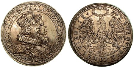 AUSTRIA. Leopoldo V, 1619-1632., 2 Thaler s.d.