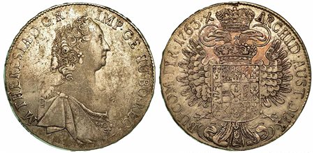 AUSTRIA. Maria Theresia, 1740-1780., Thaler 1763, zecca di Hall.