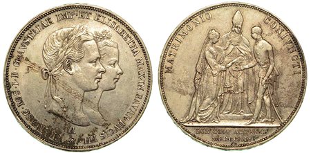 AUSTRIA. Franz Joseph, 1848-1916., Thaler 1854. Per il matrimonio con Elisabetta di Baviera.