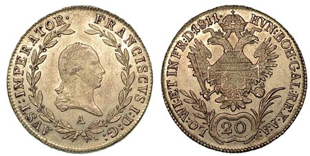 AUSTRIA. Franz I, 1806-1835 (come Imperatore d'Austria)., 20 Kreutzer 1811, zecca di Vienna.