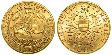 AUSTRIA. Repubblica (dal 1918)., 1000 Schilling 1976 (celebrativa del millesimo anniversario austriaco).