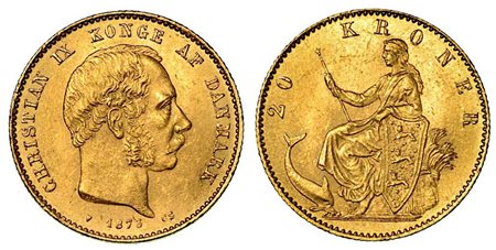 DANIMARCA. Christian IX, 1863-1906., 20 Kroner 1873.