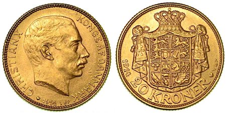 DANIMARCA. Christian X, 1912-1947., 20 Kroner 1914.